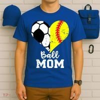 Ball Mom Heart Funny Softball Soccer Mom Gift T-Shirt thumb 6