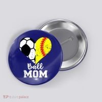 Ball Mom Heart Funny Softball Soccer Mom Gift Button thumb 0