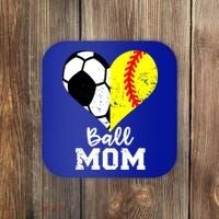 Ball Mom Heart Funny Softball Soccer Mom Gift Coaster thumb 0