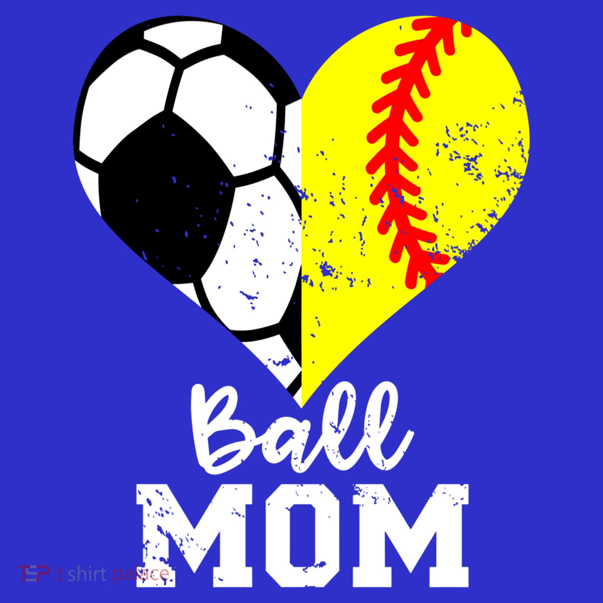 Ball Mom Heart Funny Softball Soccer Mom Gift Polo