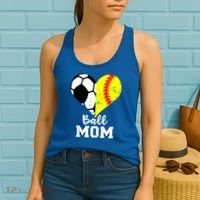 Ball Mom Heart Funny Softball Soccer Mom Gift Women's Tank Top thumb 2