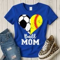 Ball Mom Heart Funny Softball Soccer Mom Gift Women's T-Shirt thumb 3