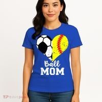 Ball Mom Heart Funny Softball Soccer Mom Gift Women's T-Shirt thumb 4