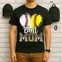 Ball Mom Heart Baseball Softball Mama Women Mothers Day T-Shirt thumb 6