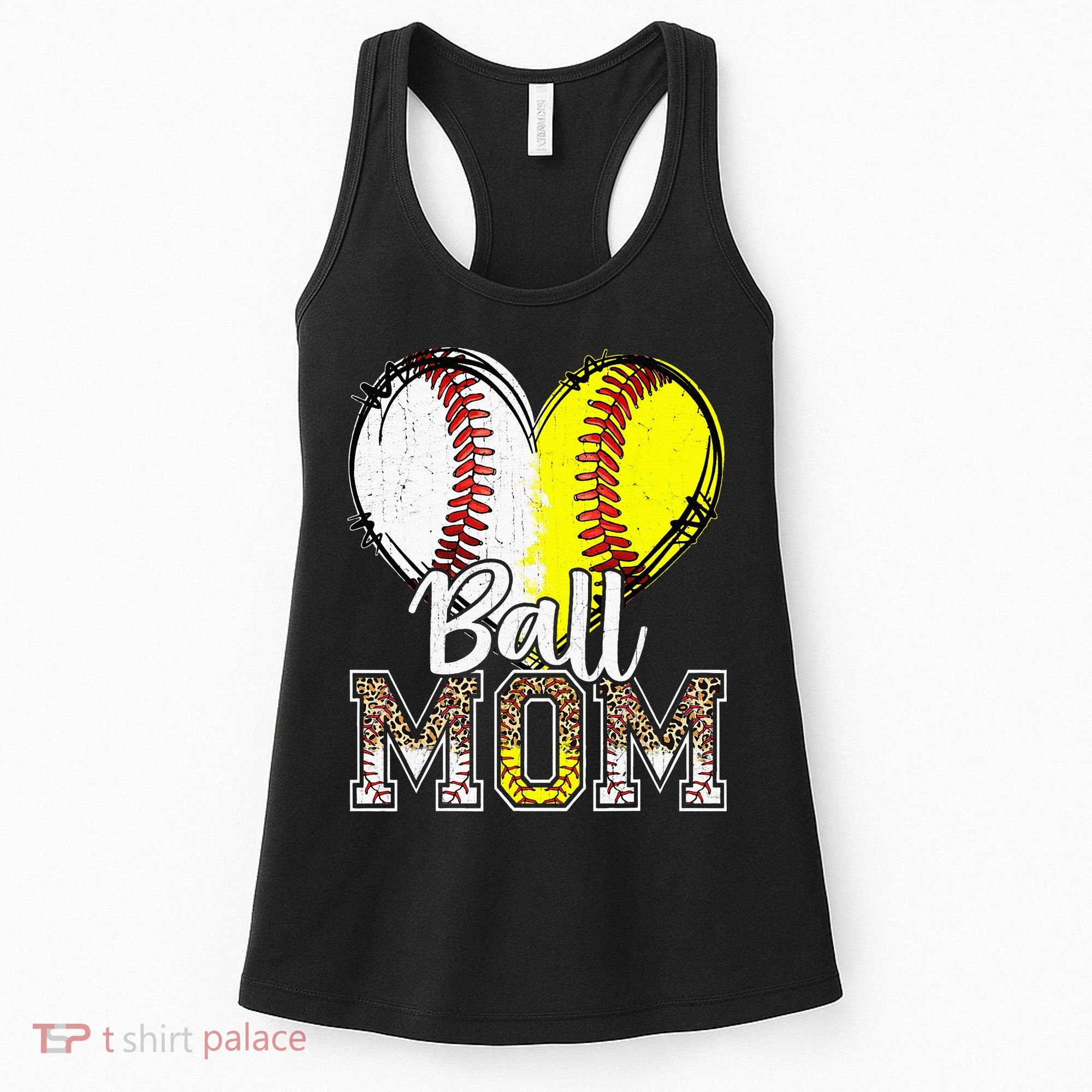 Ball Mom Heart Baseball Softball Mama Women Mothers Day Women's Tank Top