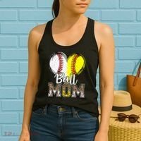 Ball Mom Heart Baseball Softball Mama Women Mothers Day Women's Tank Top thumb 2