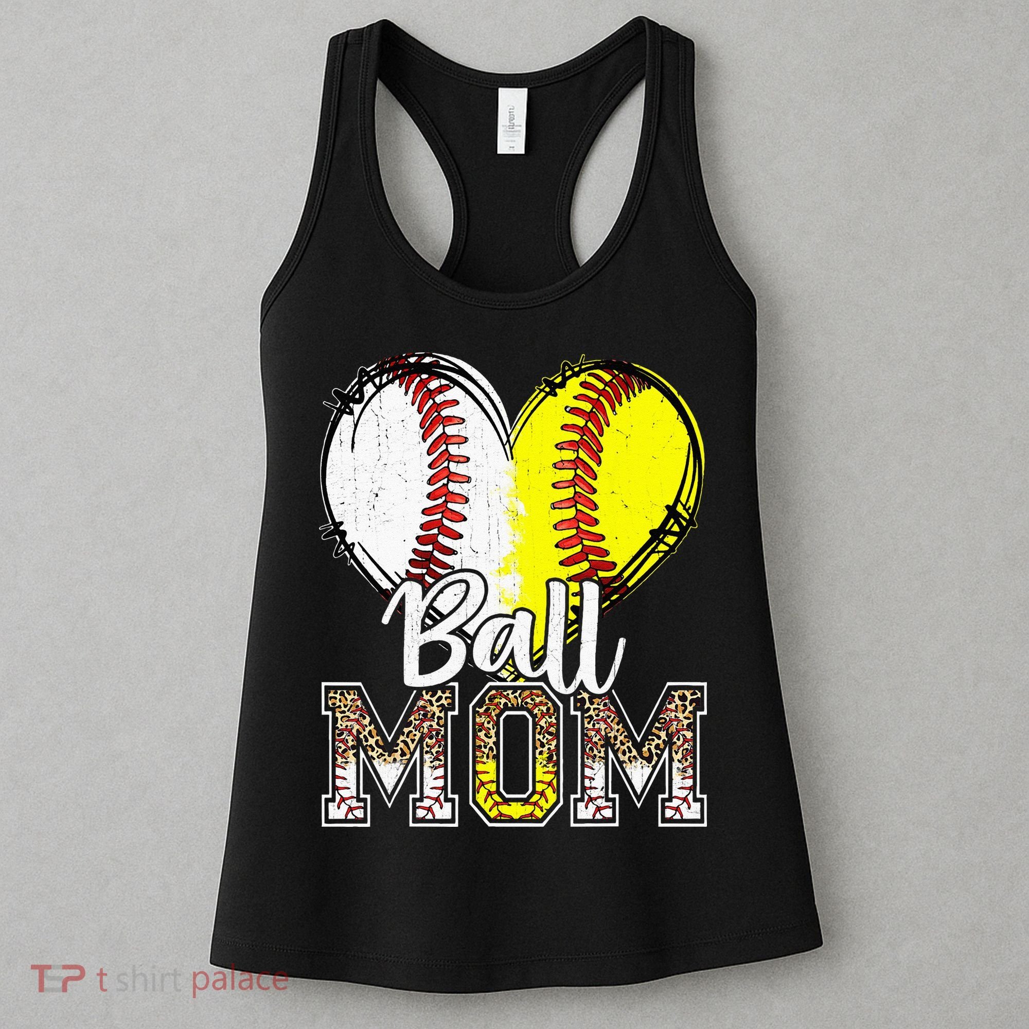 Ball Mom Heart Baseball Softball Mama Women Mothers Day Women's Tank Top