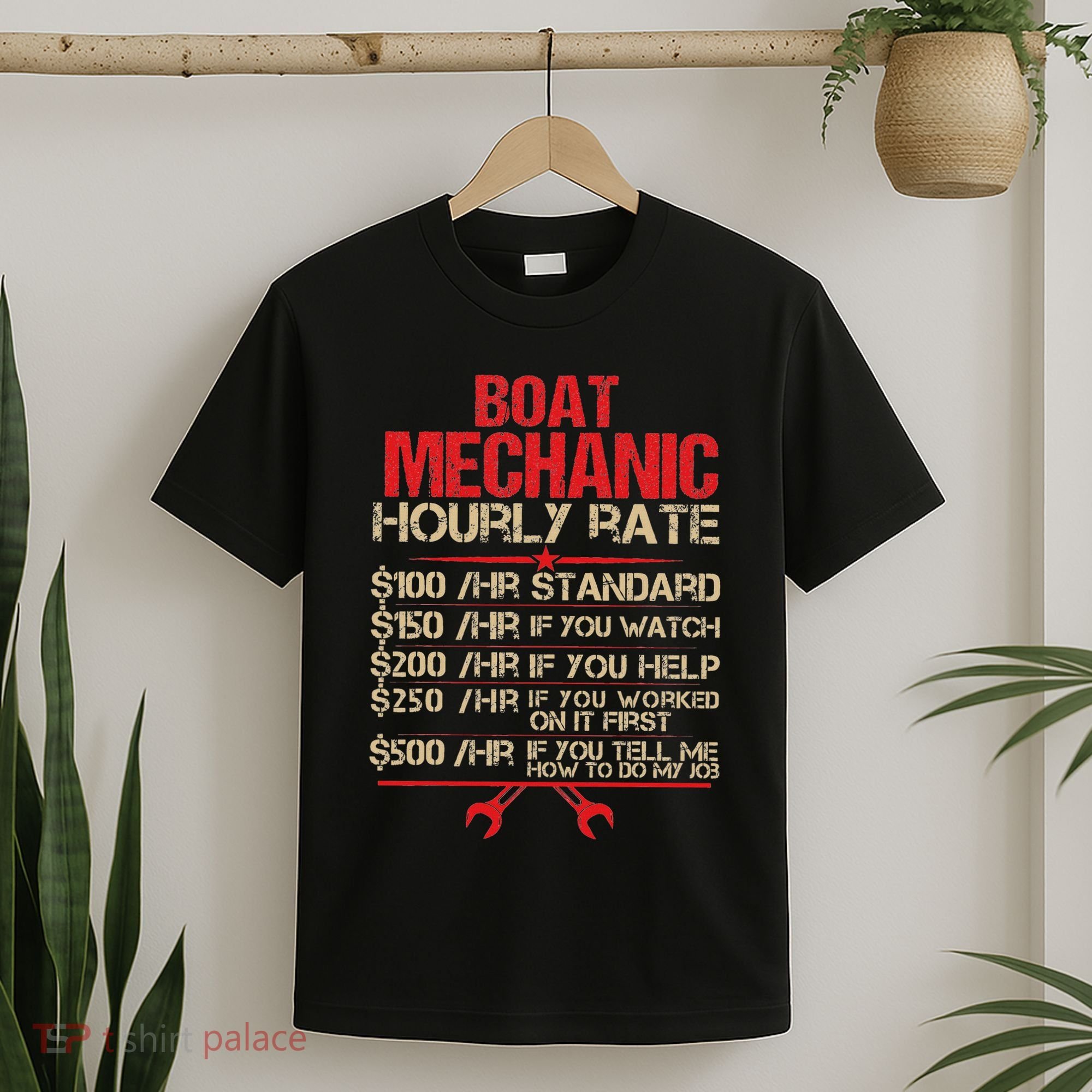 Boat Mechanic Hourly Rate Funny Boat Mechanic Saying T-Shirt