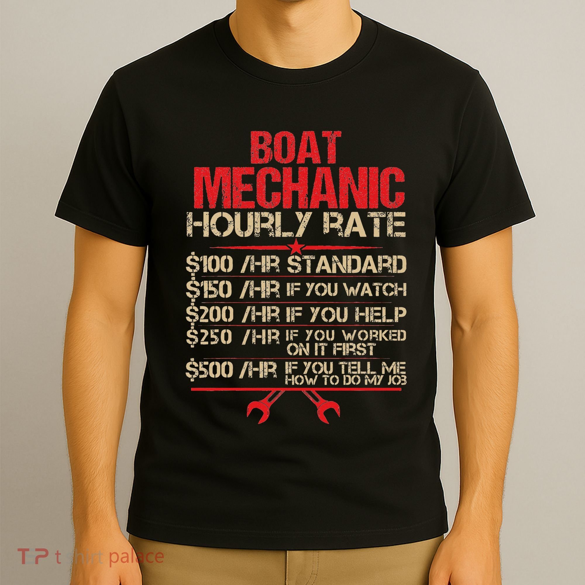 Boat Mechanic Hourly Rate Funny Boat Mechanic Saying T-Shirt