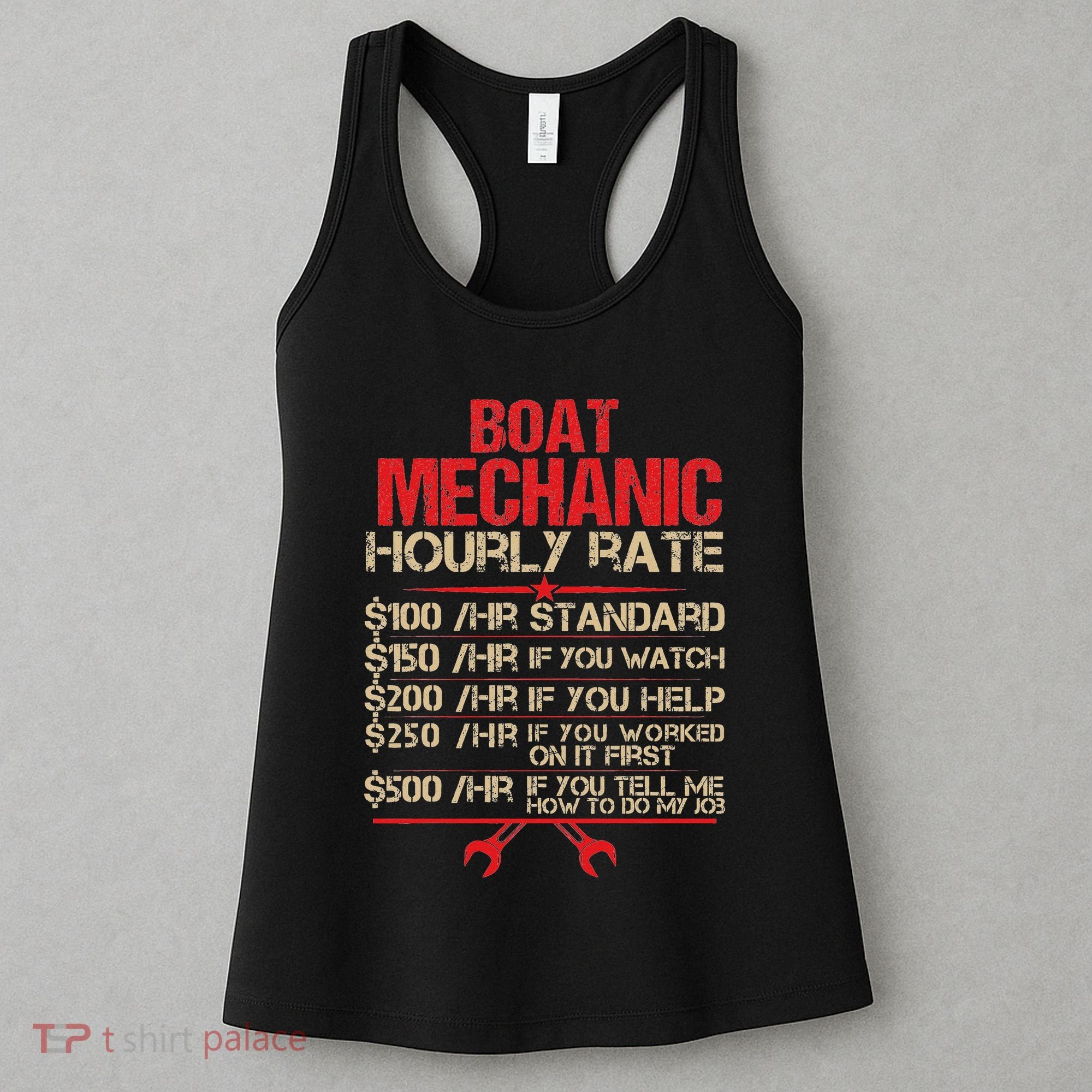 Boat Mechanic Hourly Rate Funny Boat Mechanic Saying Women's Tank Top