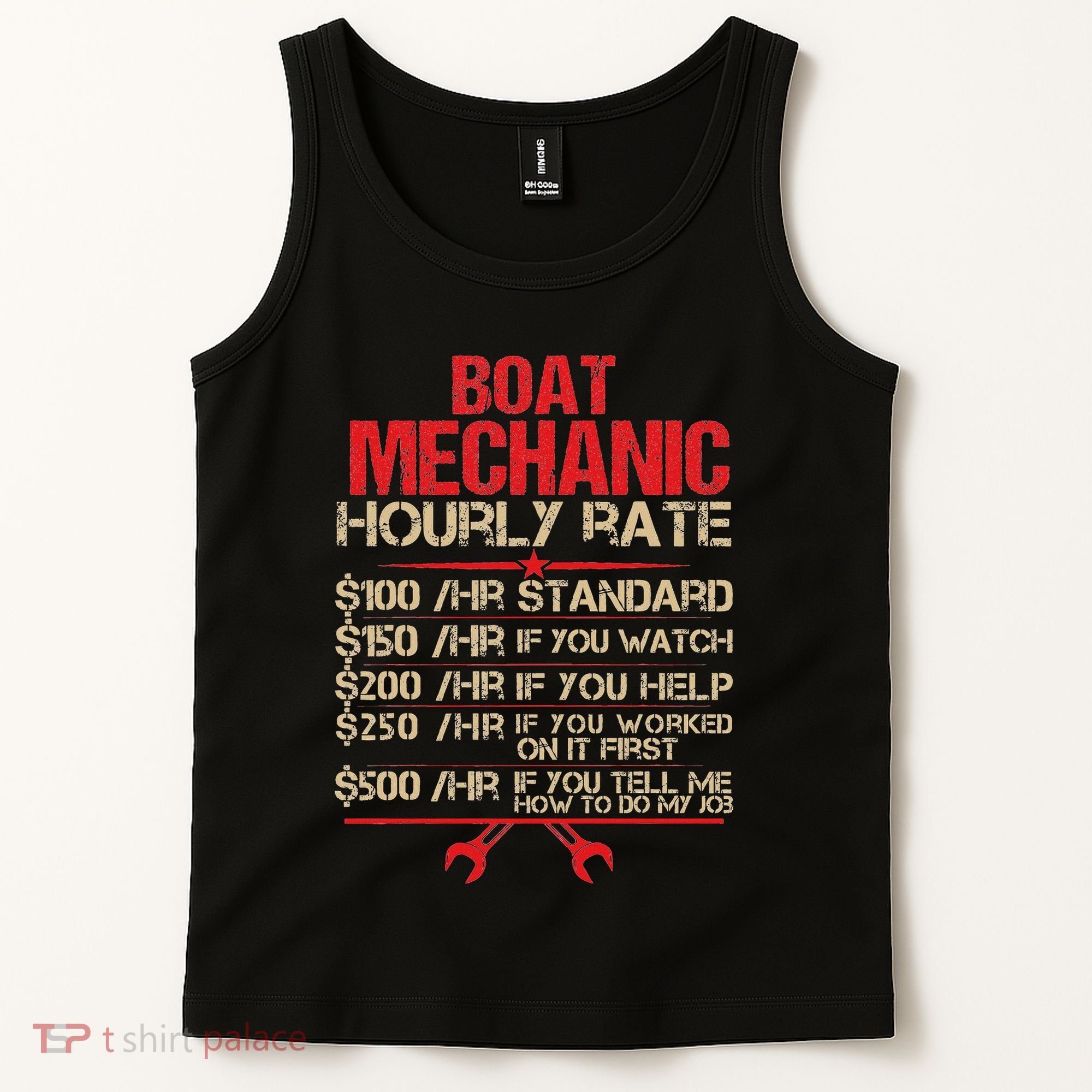Boat Mechanic Hourly Rate Funny Boat Mechanic Saying Tank Top