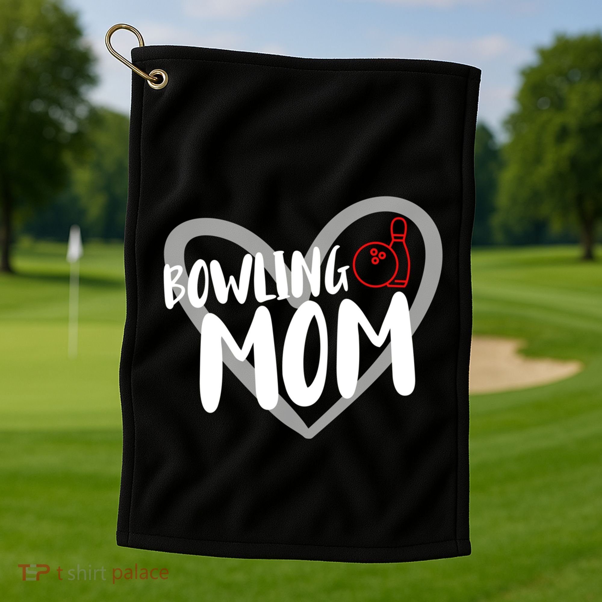 Bowling Mom Heart Cute Gift Golf Towel