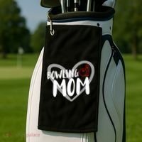 Bowling Mom Heart Cute Gift Golf Towel thumb 2