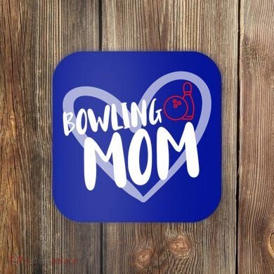 Bowling Mom Heart Cute Gift Coaster