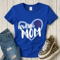 Bowling Mom Heart Cute Gift Women's T-Shirt thumb 3