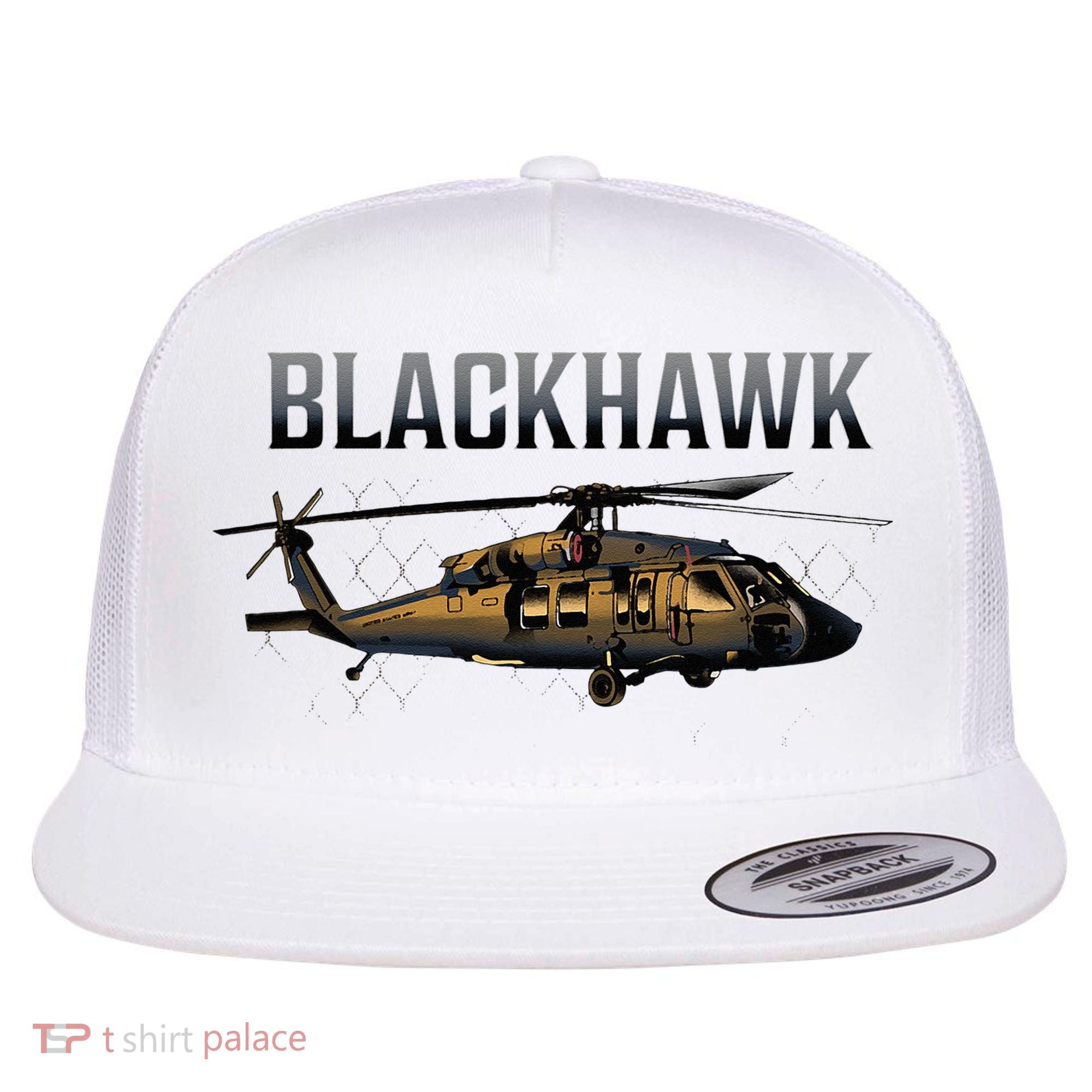 Blackhawk Military Helicopter Flat Bill Trucker Hat