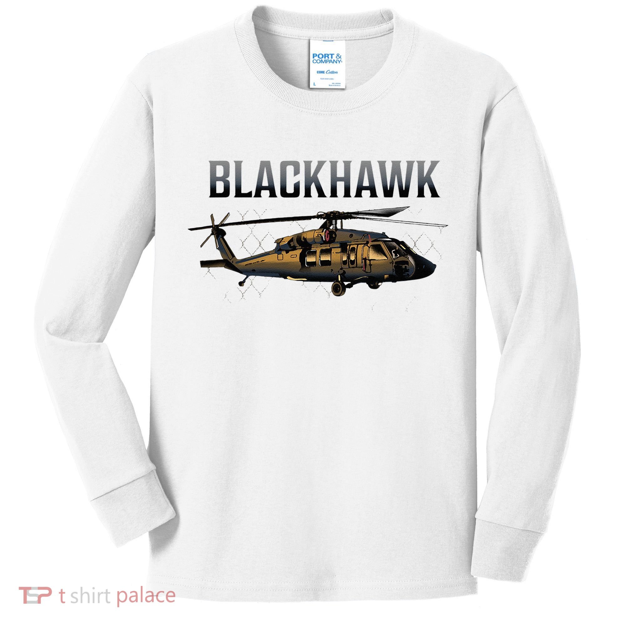 Blackhawk Military Helicopter Kids Long Sleeve Shirt