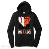 Ball Mom Heart Basketball Baseball Mom Gift Women's Hoodie thumb 0