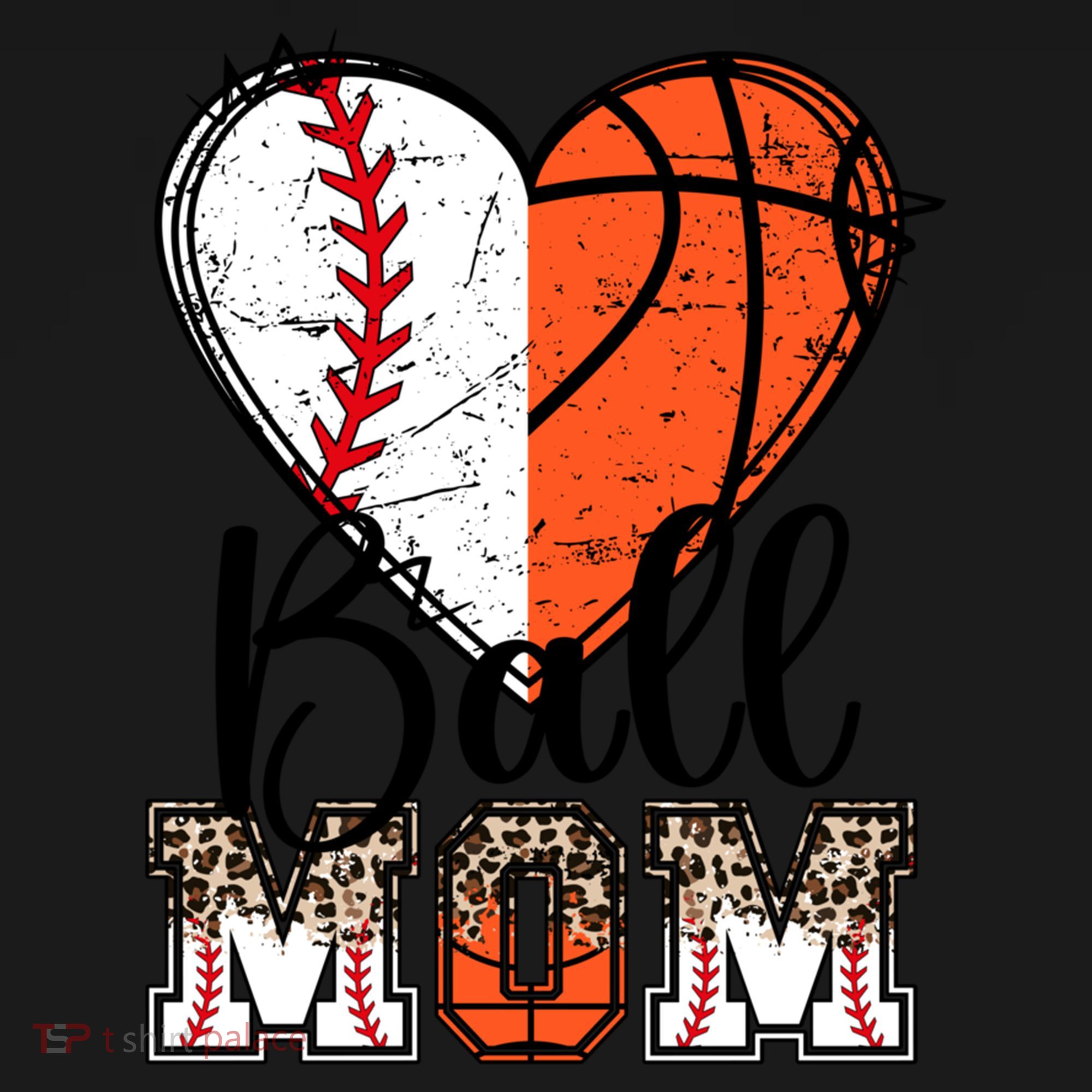 Ball Mom Heart Basketball Baseball Mom Gift Women's Hoodie