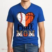 Ball Mom Heart Basketball Baseball Mom Gift V-Neck T-Shirt thumb 2