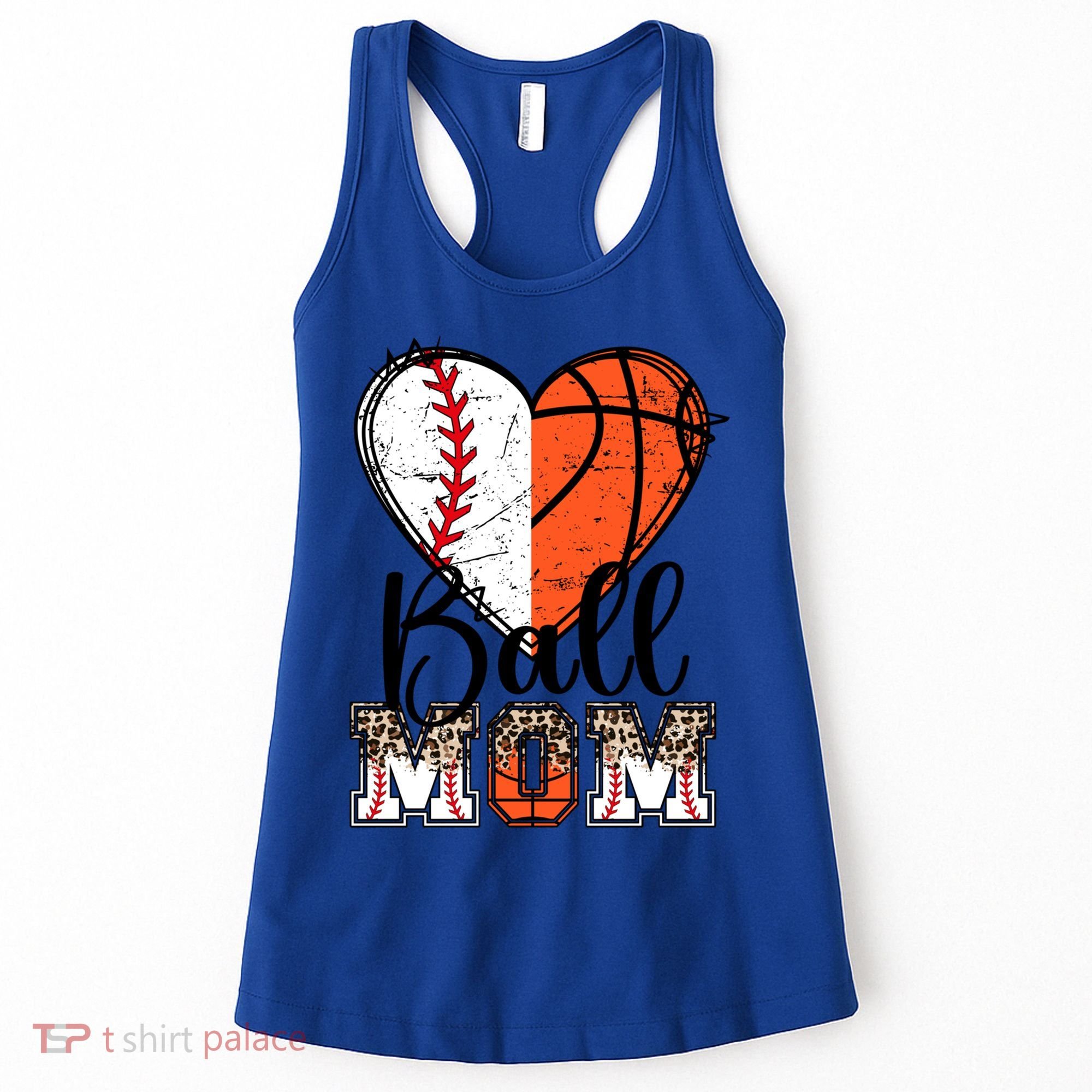 Ball Mom Heart Basketball Baseball Mom Gift Women's Tank Top
