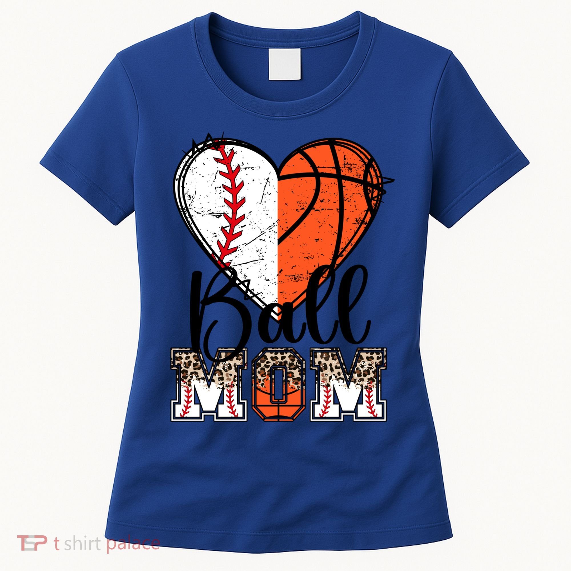 Ball Mom Heart Basketball Baseball Mom Gift Women's T-Shirt