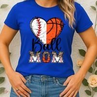 Ball Mom Heart Basketball Baseball Mom Gift Women's T-Shirt thumb 2