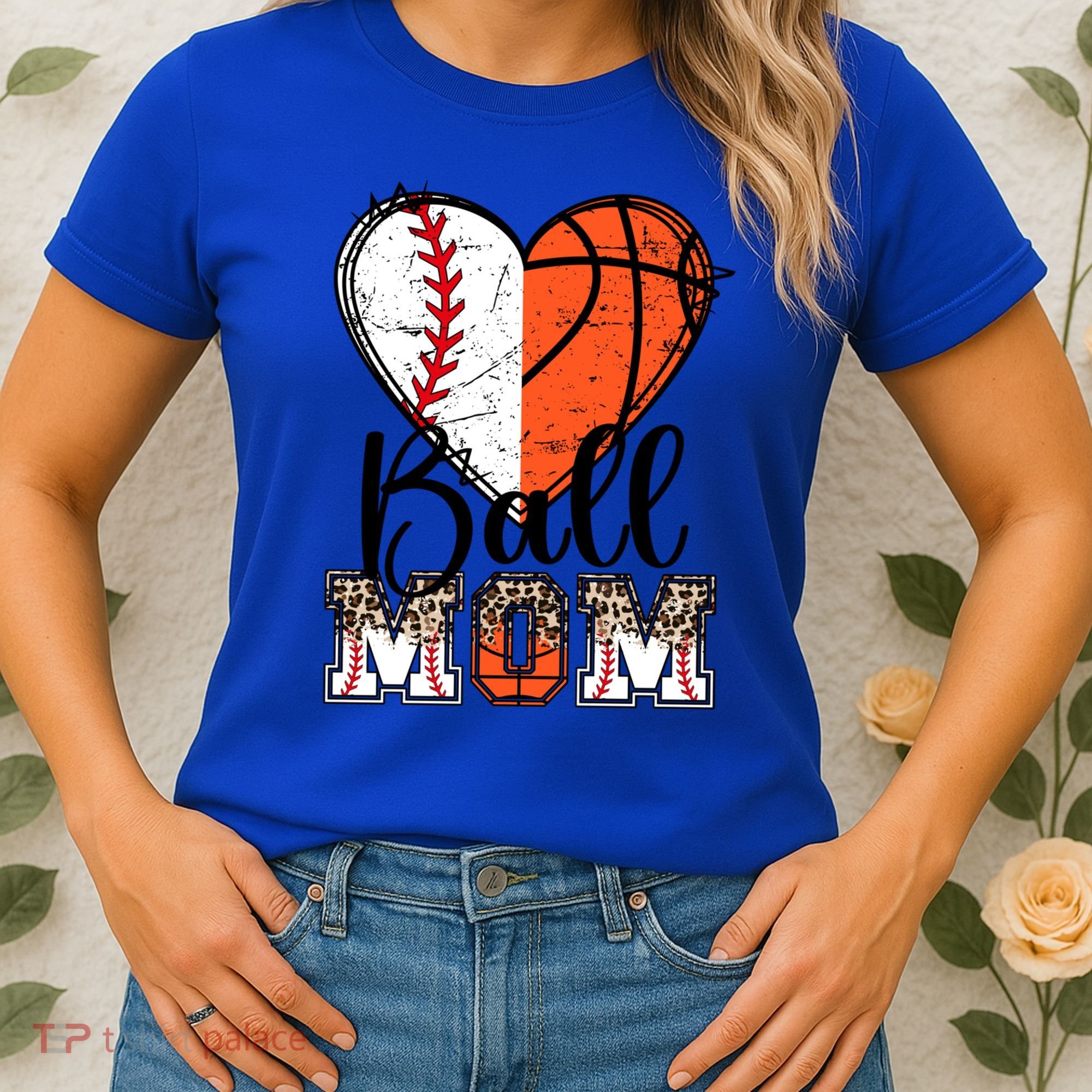 Ball Mom Heart Basketball Baseball Mom Gift Women's T-Shirt
