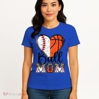 Ball Mom Heart Basketball Baseball Mom Gift Women's T-Shirt thumb 4
