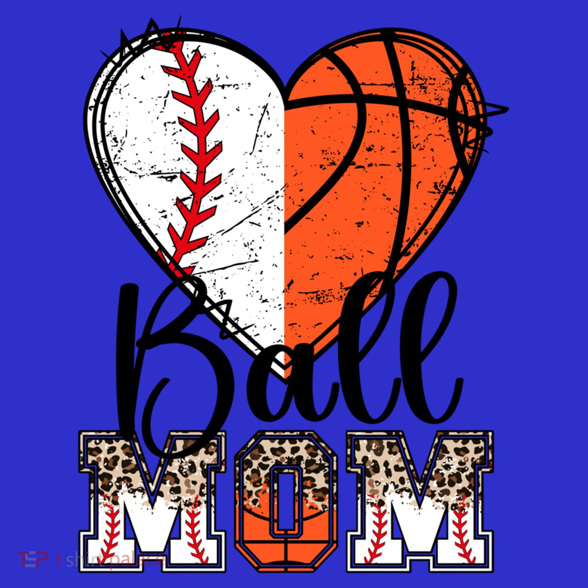 Ball Mom Heart Basketball Baseball Mom Gift Women's T-Shirt