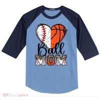 Ball Mom Heart Basketball Baseball Mom Gift Raglan Baseball Sleeve Shirt thumb 0