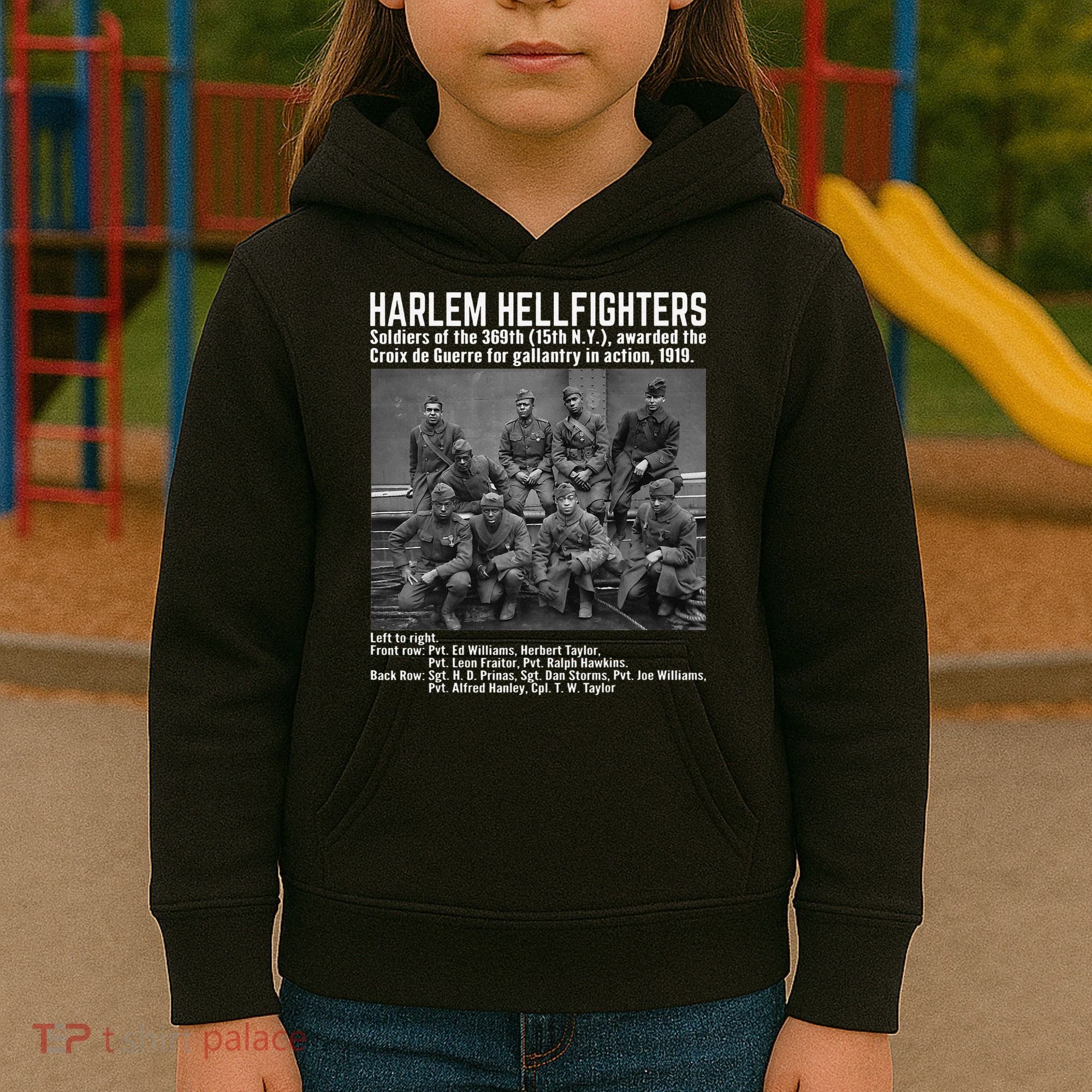 Black Military History USA Black History Harlem Hellfighters Kids Hoodie