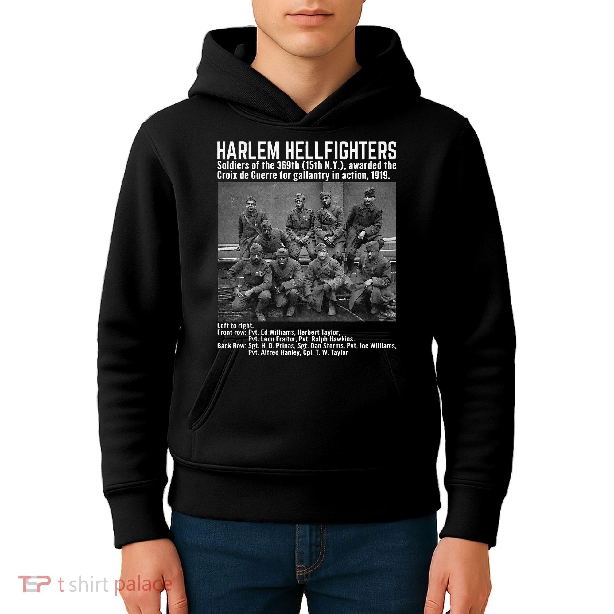 Black Military History USA Black History Harlem Hellfighters Kids Hoodie