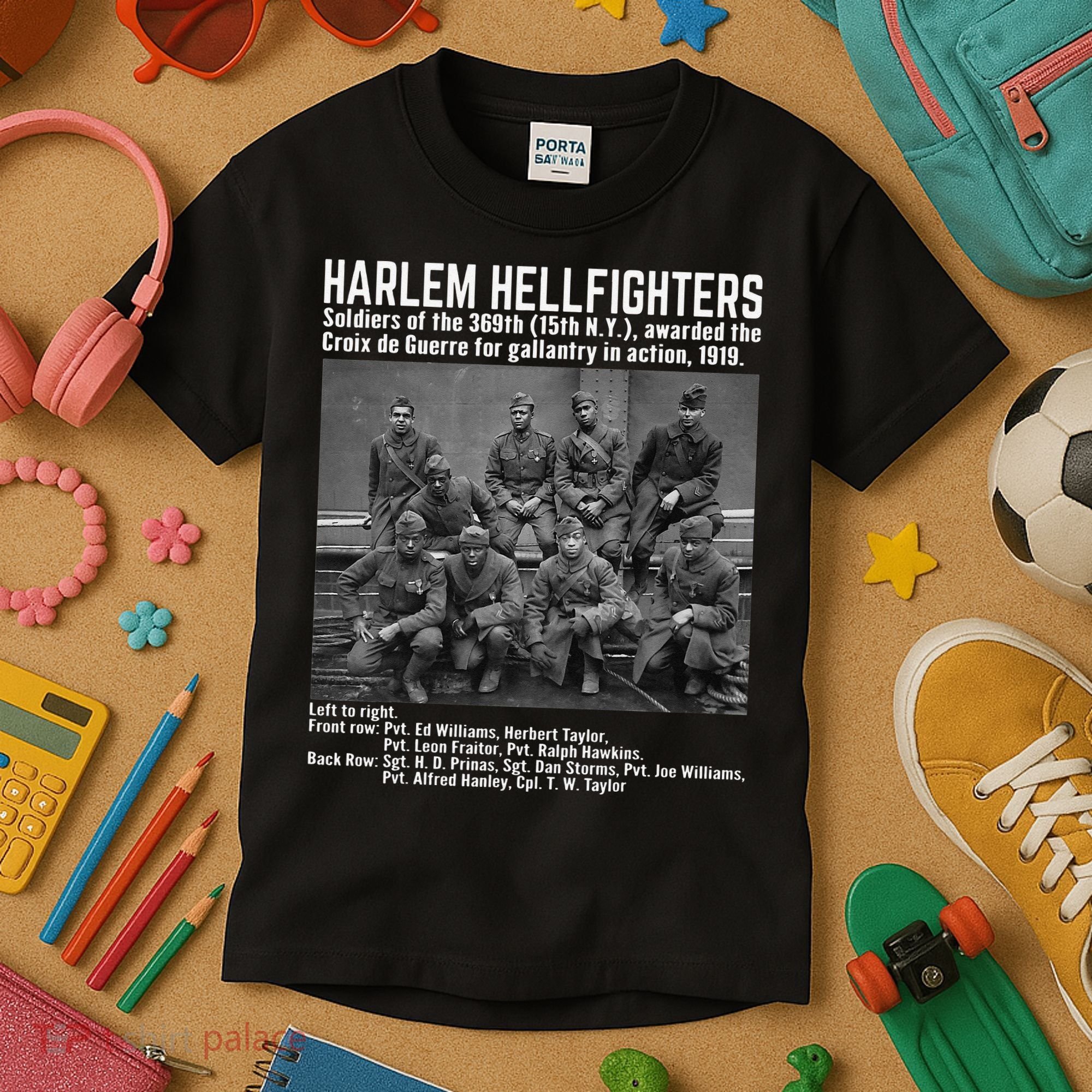 Black Military History USA Black History Harlem Hellfighters Kids T-Shirt
