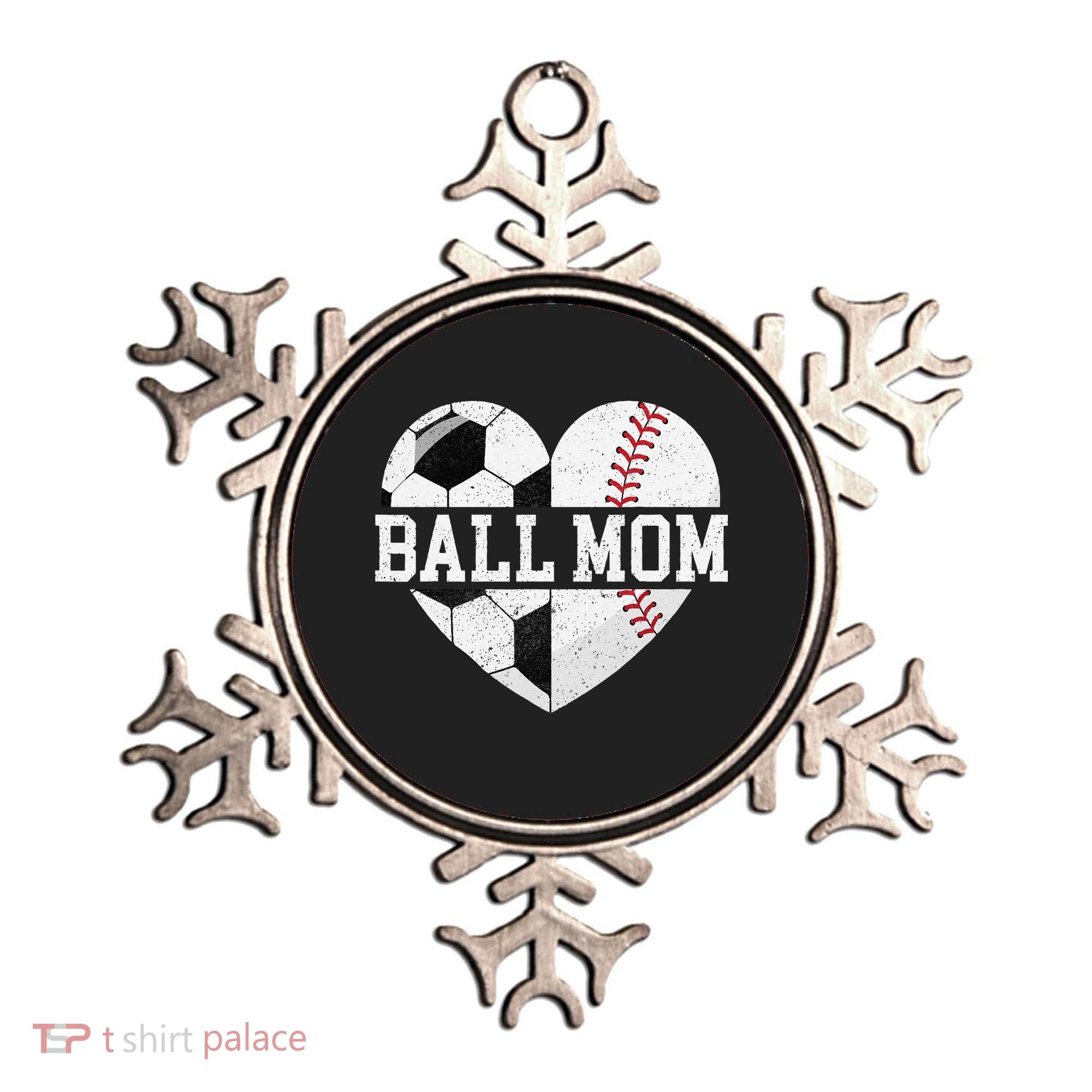 Ball Mom Heart Funny Baseball Soccer Mom Ornament