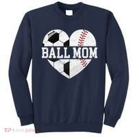 Ball Mom Heart Funny Baseball Soccer Mom Sweatshirt thumb 0