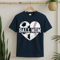 Ball Mom Heart Funny Baseball Soccer Mom T-Shirt thumb 2