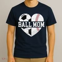 Ball Mom Heart Funny Baseball Soccer Mom T-Shirt thumb 3