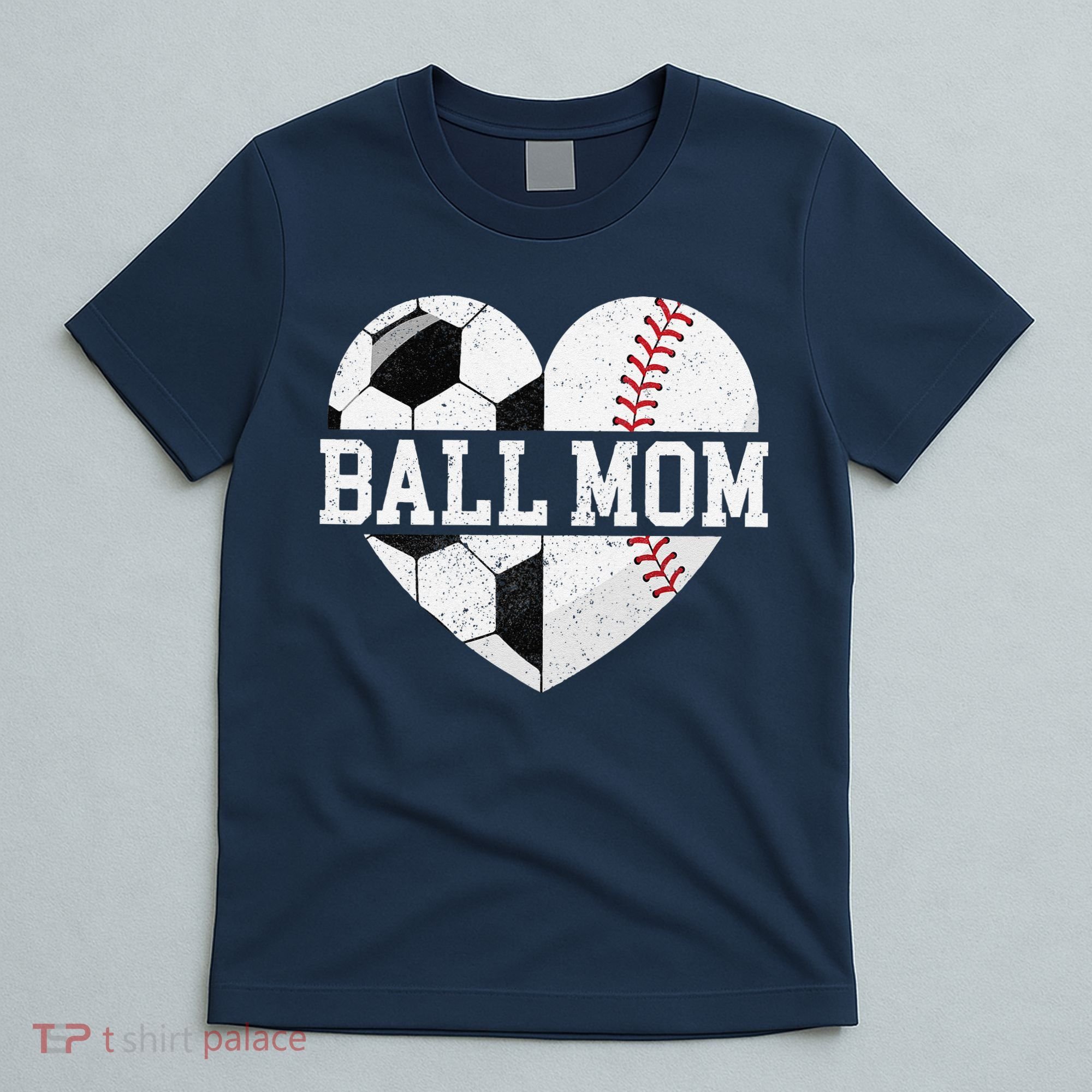 Ball Mom Heart Funny Baseball Soccer Mom T-Shirt