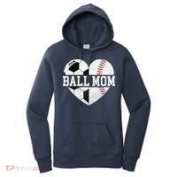 Ball Mom Heart Funny Baseball Soccer Mom Women's Hoodie thumb 0