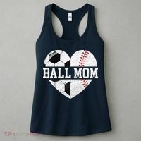 Ball Mom Heart Funny Baseball Soccer Mom Women's Tank Top thumb 3