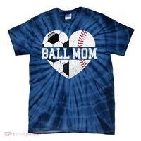 Ball Mom Heart Funny Baseball Soccer Mom Tie-Dye T-Shirt thumb 0