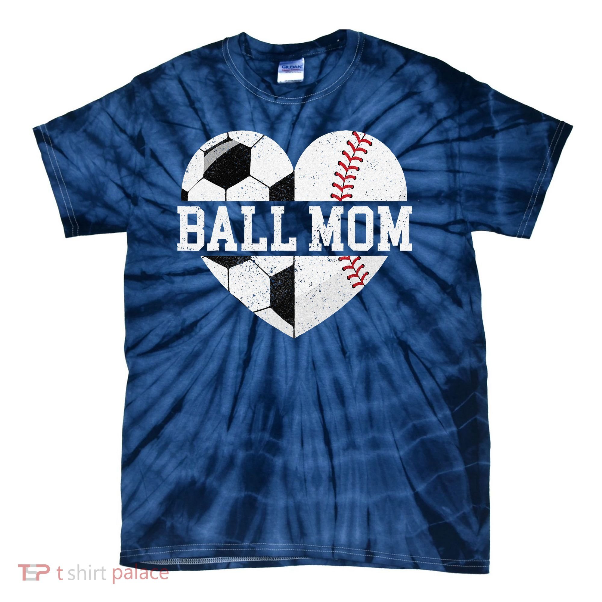Ball Mom Heart Funny Baseball Soccer Mom Tie-Dye T-Shirt