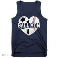 Ball Mom Heart Funny Baseball Soccer Mom Tank Top thumb 0