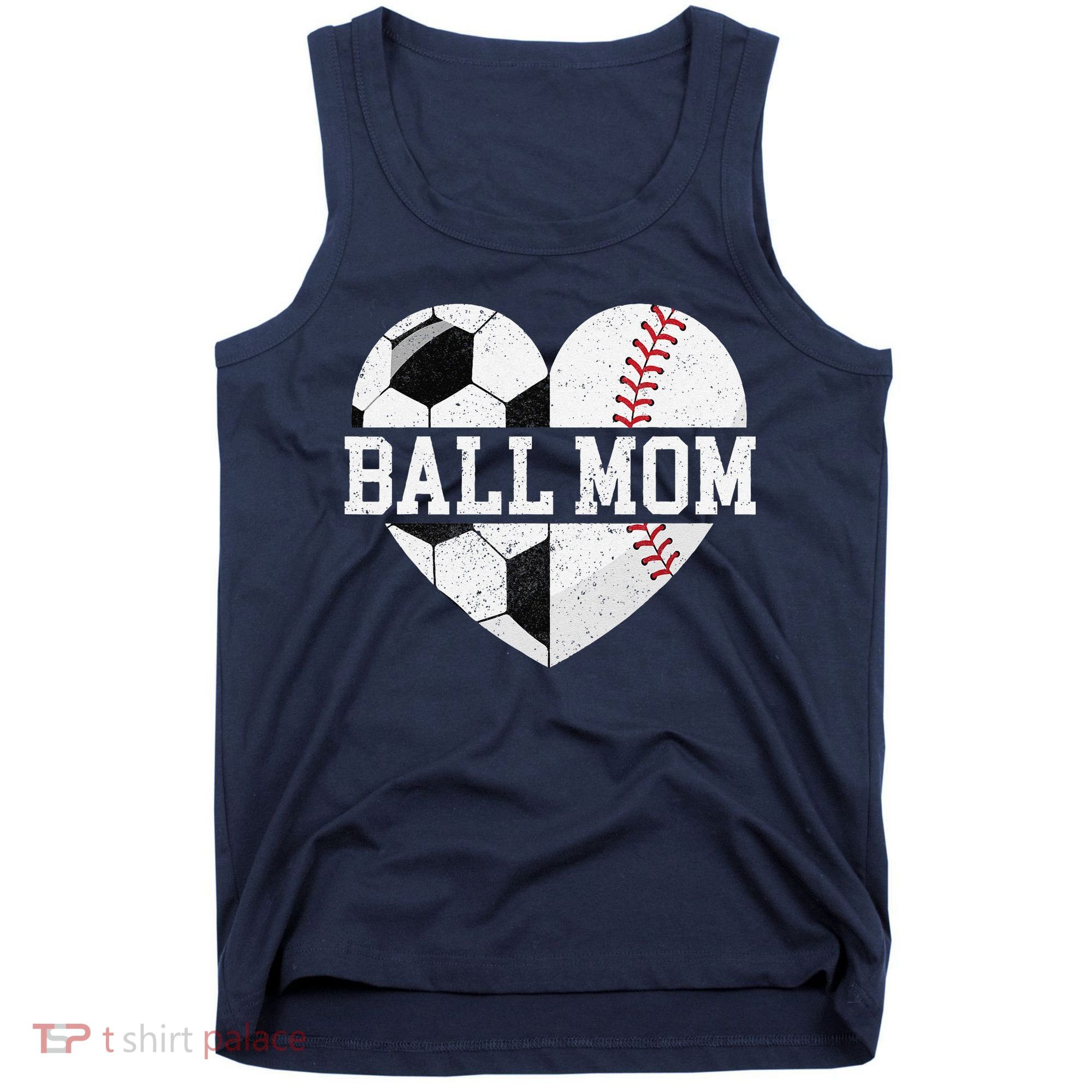 Ball Mom Heart Funny Baseball Soccer Mom Tank Top