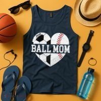 Ball Mom Heart Funny Baseball Soccer Mom Tank Top thumb 4
