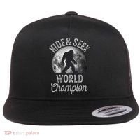 Bigfoot Moon Hide And Seek World Champion Sasquatch Flat Bill Trucker Hat thumb 0