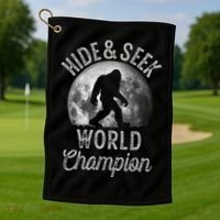 Bigfoot Moon Hide And Seek World Champion Sasquatch Golf Towel thumb 1