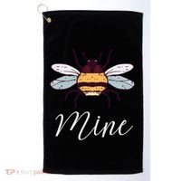 Bee Mine Honeybee Bumblebee Cute Retro Valentine's Day Gift Golf Towel thumb 0
