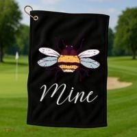 Bee Mine Honeybee Bumblebee Cute Retro Valentine's Day Gift Golf Towel thumb 1